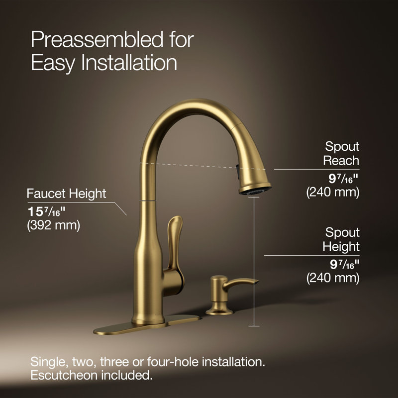 Motif Pulldown Kitchen Faucet, Brass