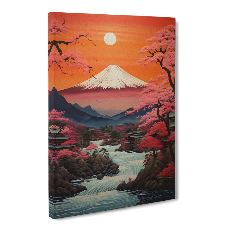 Japanese Sunset Contemporary - Wrapped Canvas, 76cm H x 50cm W x 3cm D