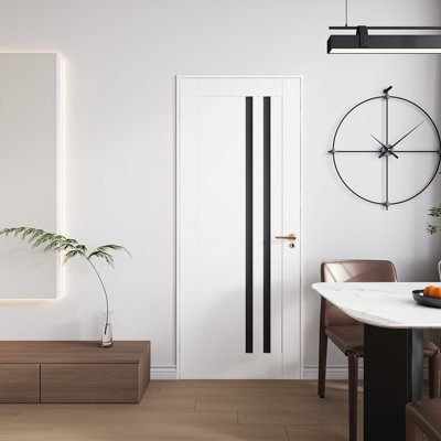 30" x 80" White 2-Panel PVC Solid Core MDF Prehung Interior Door with Hinges & Quick Assemble Jamb