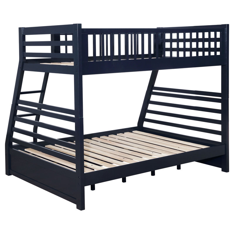 Ashton 2-Drawer Wood Twin Over Full Bunk Bed White, Blue