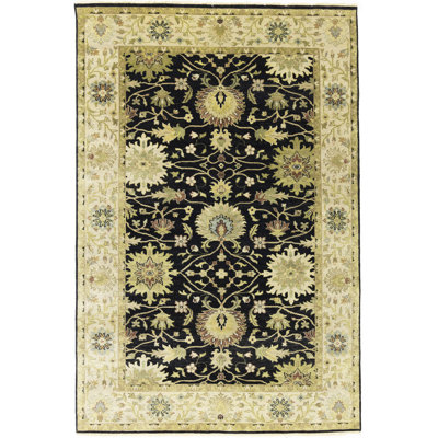 Tapis oriental noir Oushak Chobi