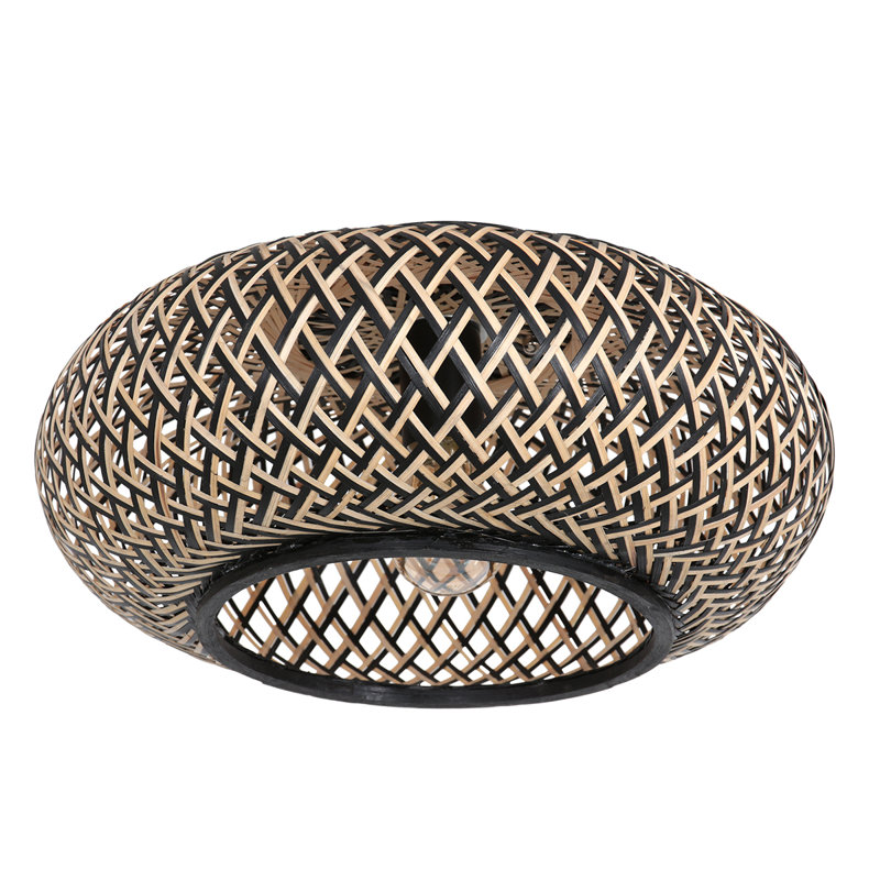 Ludvik Rattan Flush Ceiling Lights, Brown