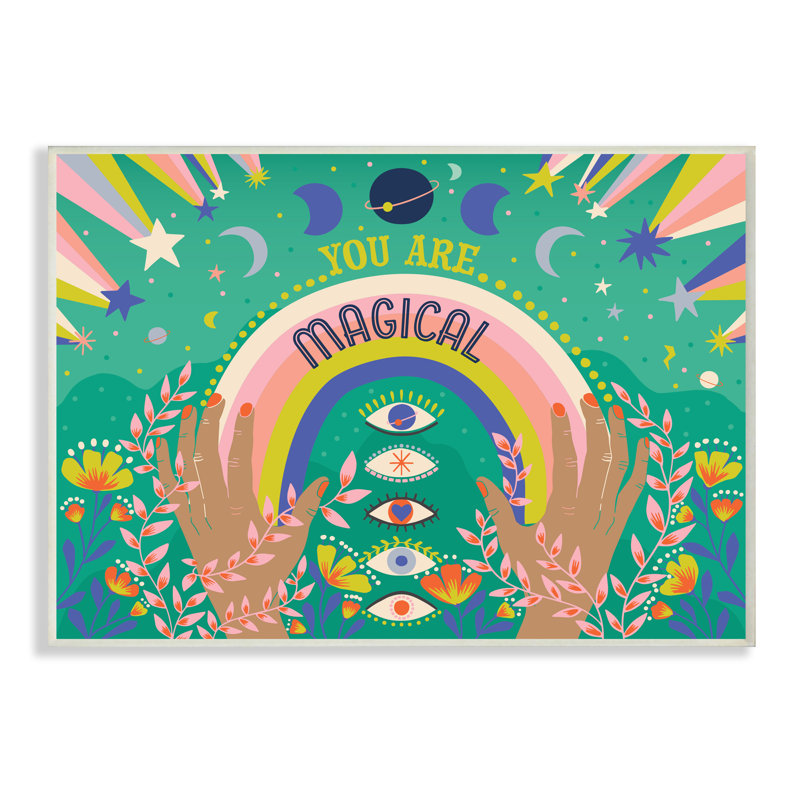 You Are Magical Phrase Rainbow Under Constellations, Wrapped Canvas, 36" H x 48" W x 1.5" D