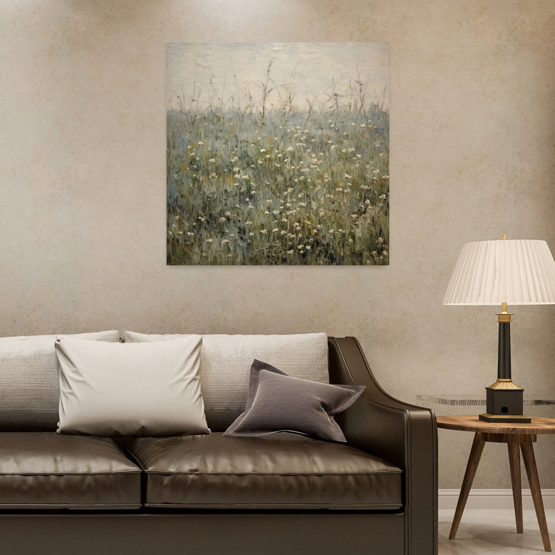 Art contemporain cachette avec fleurs sauvages, H 32 po x l 32 po