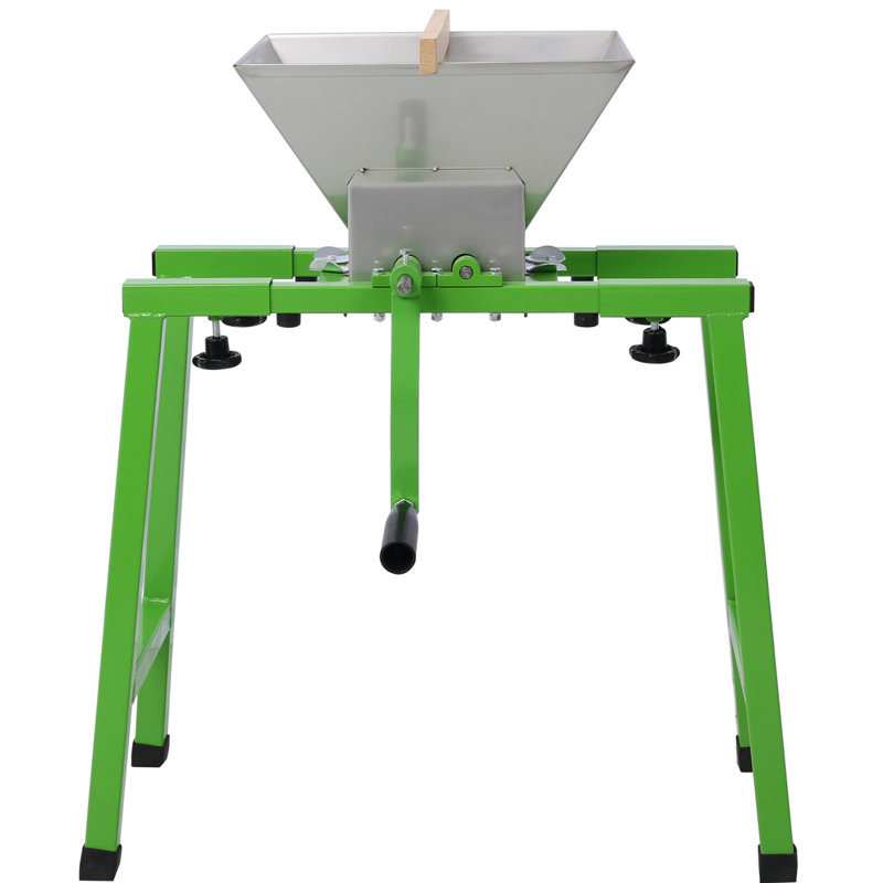 7l Manual Fruit Crusher With Stand & Wheel, Portable Apple Cider Press Grinder, Heavy Duty Stainless Steel Fruit Scratter Pulper For Wine And Cider Making