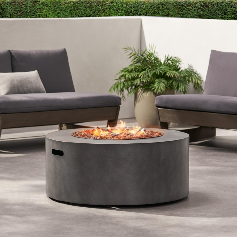 Foyer d'extérieur rond en béton 40000 BTU, Stone Grey