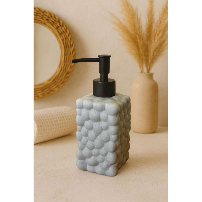 Elegant Ceramic Soap Dispenser, Grey, 2.4 x 2.4 x 6.7 inches | 100% Durable Ceramic Construction | Perfect for Bathroom & Kitchen, Stylish Design to Elevate Your Home Décor