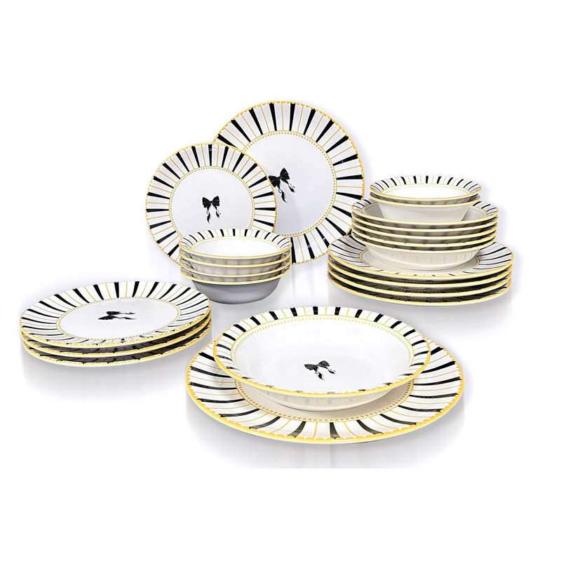 Dinner Set, Yellow/Black