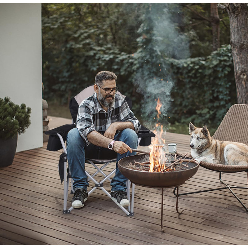MUKE Outdoor Heated Camping Chair with 10000mAh Power Bank, Cupholder, Side Pockets & Carry Bag (2 Pack)
