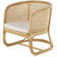 Fauteuil d'appoint arrondi tissé en rotin Cole et gris avec coussin en tissu blanc