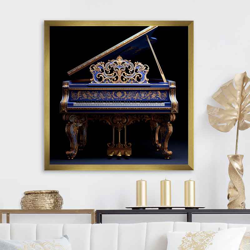 «Baroque Piano Brilliance III», reproduction sur toile, Cadre doré simple, H 16 po x l 16 po x P 1 po