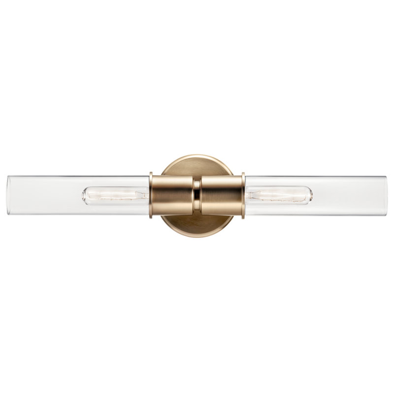Applique murale 2 lumières 24 po avec verre transparent 24 po, Bronze champagne
