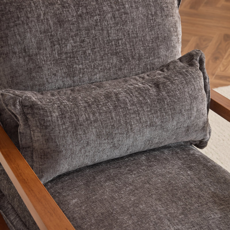 Masson Chenille Accent Chair Armchair With Pillow, Gray Chenille