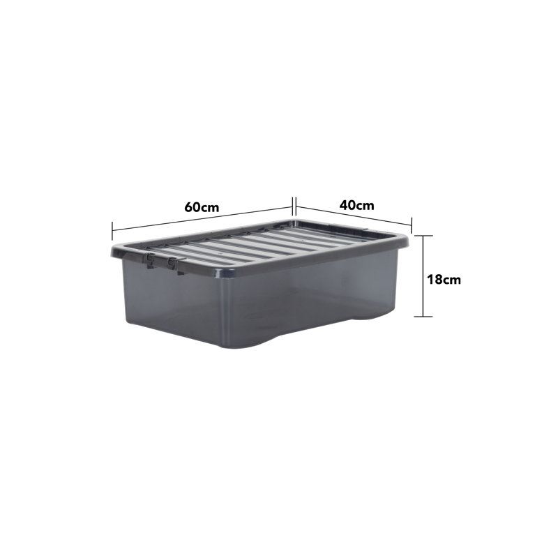 Wham Crystal 32L Plastic Storage Box Pack of 5 Tint Smoke