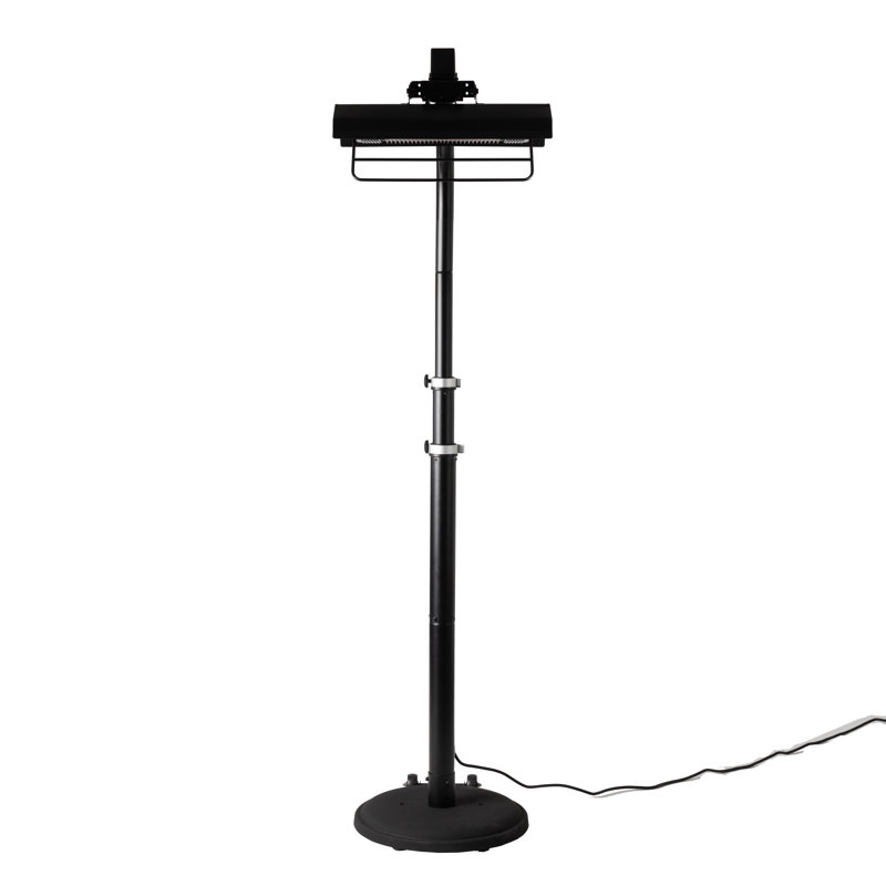 Black Powder Coated Steel Telescoping Infrared Patio Heater with Wheels