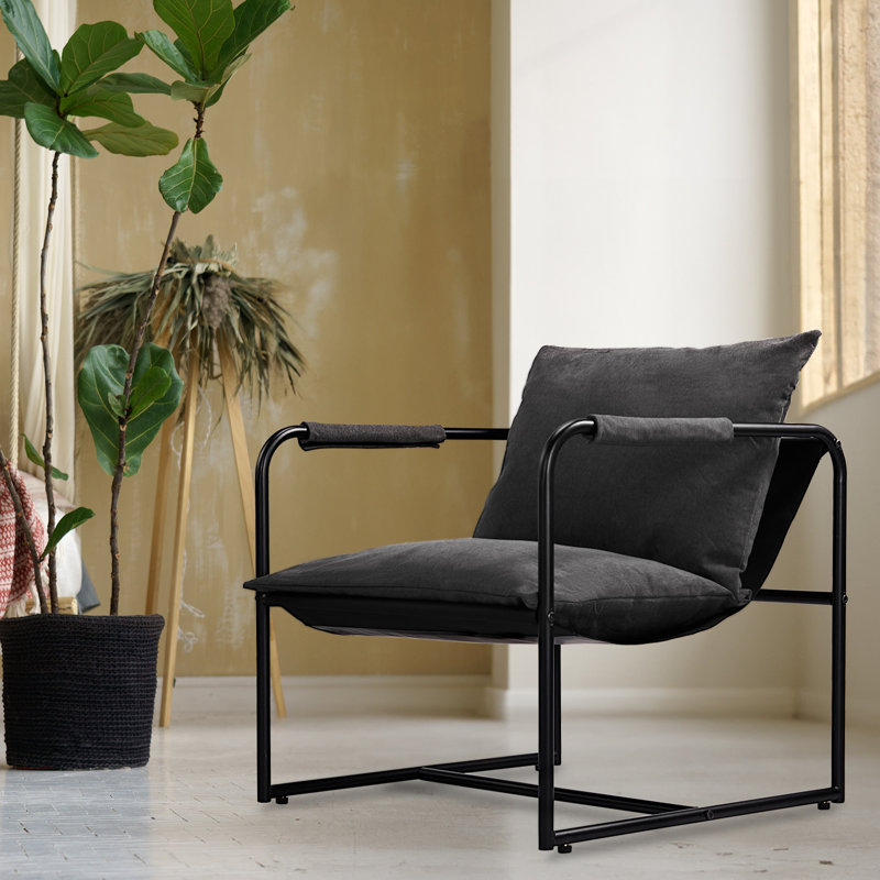 Chaise d'appoint d'extérieur rembourrée en métal Sling, Gris