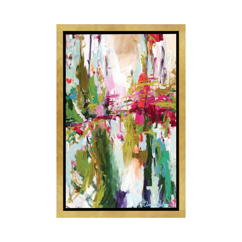 «Point oftraction» par Amira Rahim - reproduction d'art, H 60 po x l 40po x P 1,5 po, Toile encadrée d'or