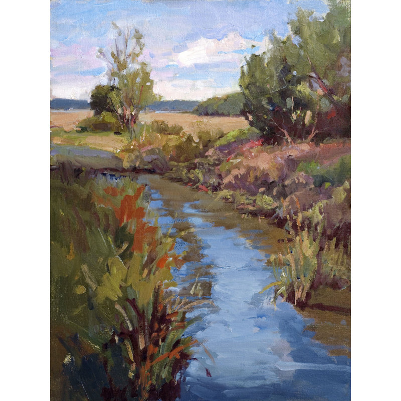 John Beard Collection''s Marsh Colors On Giclee Canvas Hand Embellished Art, White Framed Canvas, 30" H x 24" W x 1.5" D