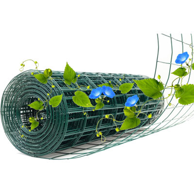Green Metal Garden Fence 2/3/4/5/6 Ft High Chicken Wire PVC Coated Welded Wire Mesh Roll