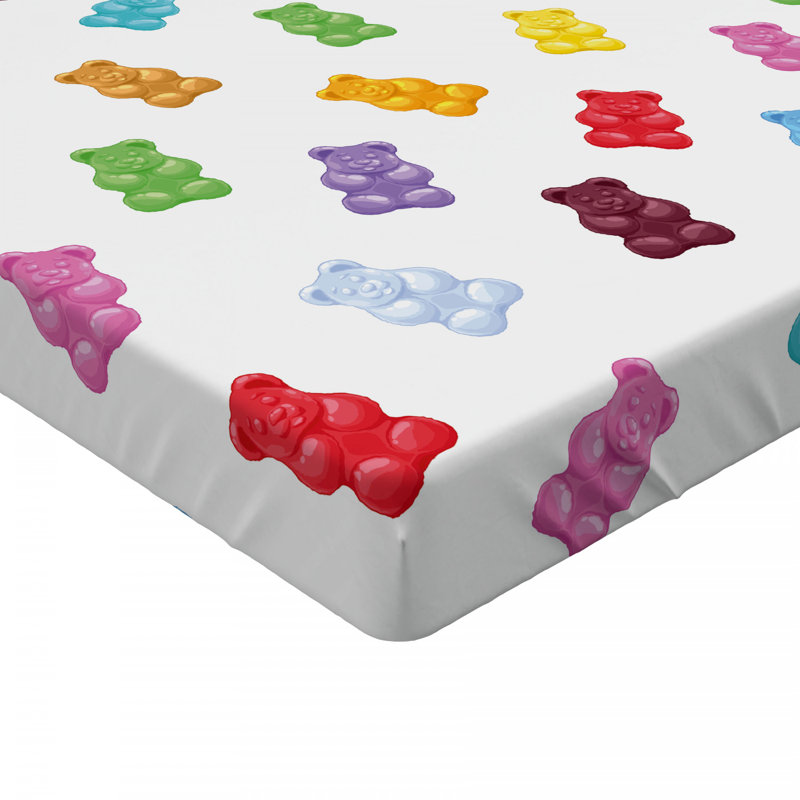 Full Multicolor Gummy Bears Print Microfiber Fitted Sheet