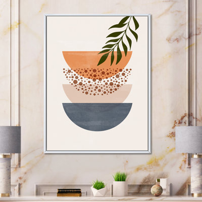 Photographie abstraite géométrique du soleil et de la lune avec feuille III - cadre flottant sur toile