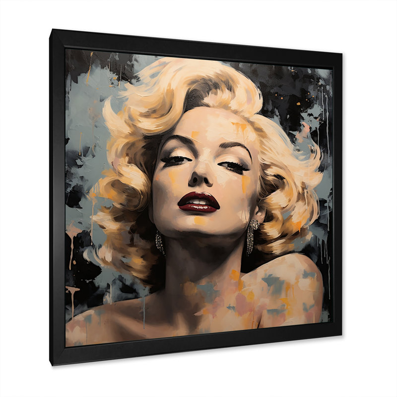 Iconic Celebrity Portrait Elegance - art mural Pop, Cadre simple noir, H 36 po x l 36 po x P 1,5 po