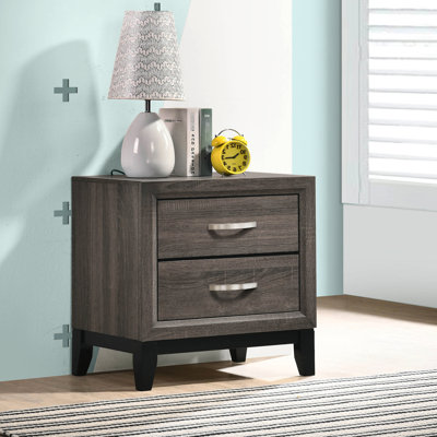 Table de chevet 2 tiroirs Grey Oak