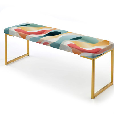 Abstract Upholstered Gold Bench