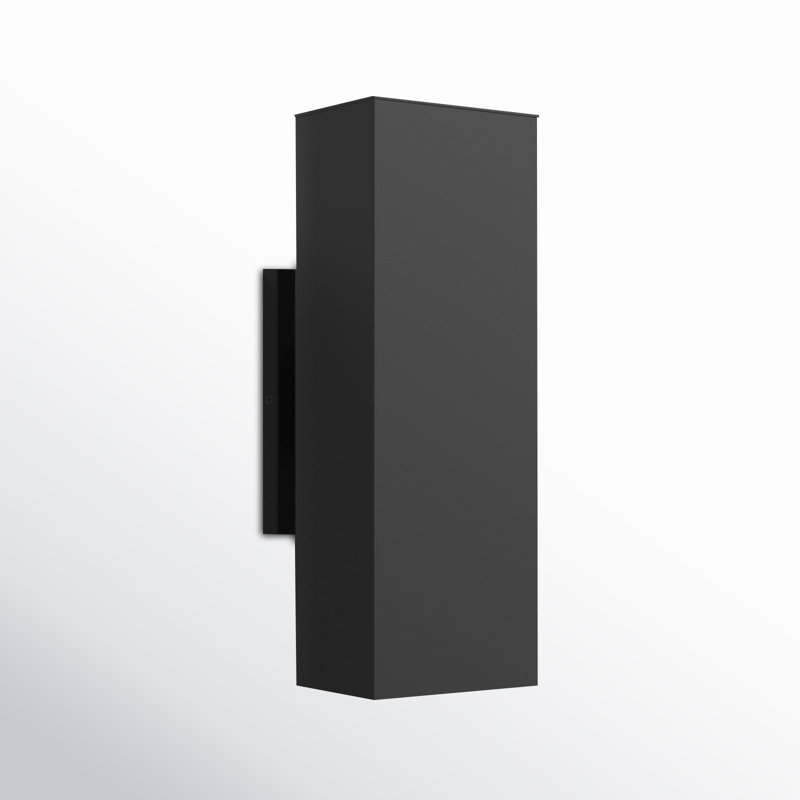 Medium Two Light Outdoor Wall Lantern, 14.25" H x 5" W x 7.75" D, Black, No
