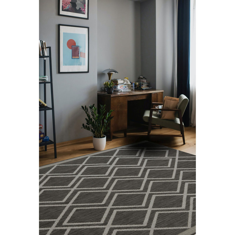 Demarcio Geometric Indoor / Outdoor Area Rug, Rectangle 6'8" x 12'6"