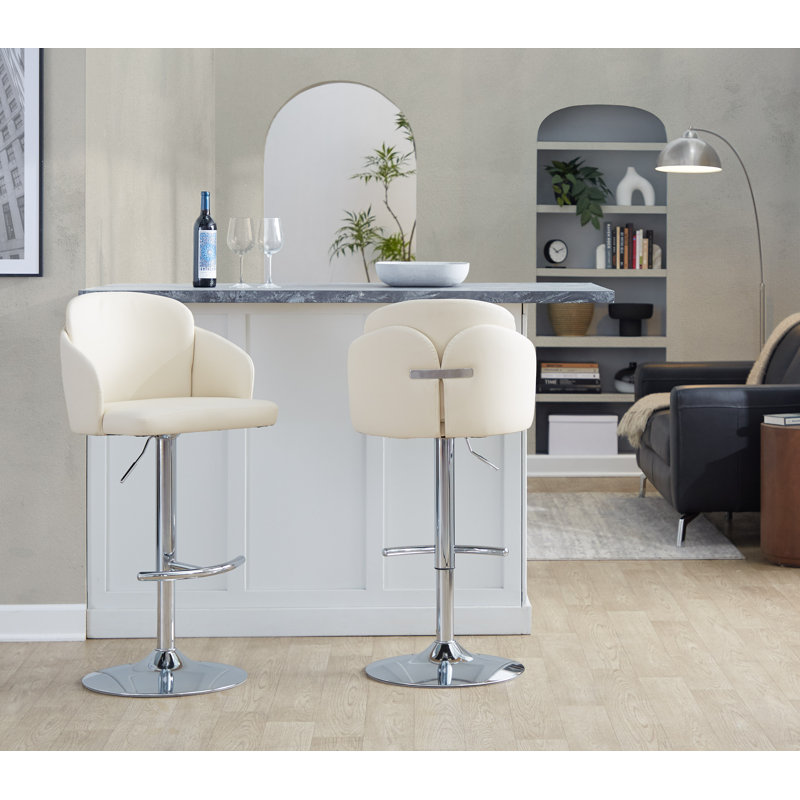 Ensemble de 2 tabourets de bar réglables Dahlia, Chrome