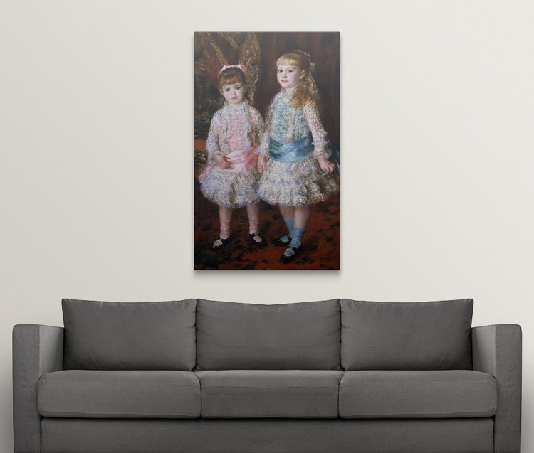 Rose et bleu, les filles du Cahen d'Anvers, 1881 par Pierre-Auguste Renoir, reproduction d'art, H 18 po x l 12 po x P 1,25 po