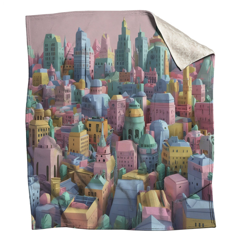 Couvertures Pastel Cityscape Buildings, L 60 po x H 80 po