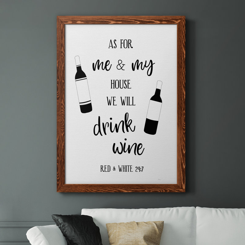 «Drink Wine», art textuel sur toile, H 44 po x l 31 po x P 1 po, Érable