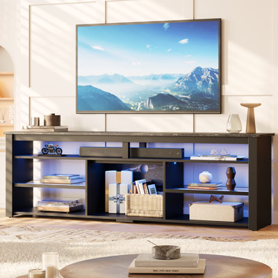 Kruszewski 70" Gaming TV Console for TVs up to 75 inch, LED Media Console with Storage and Adjustable Storage Shelves
