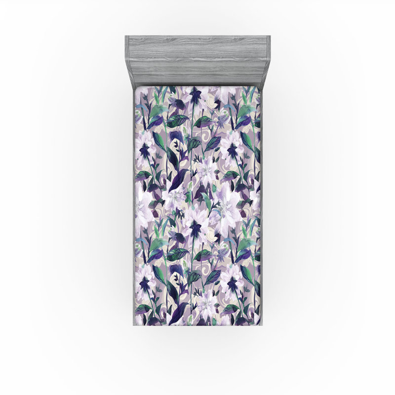 Drap-housse imprimé floral Ambesonne