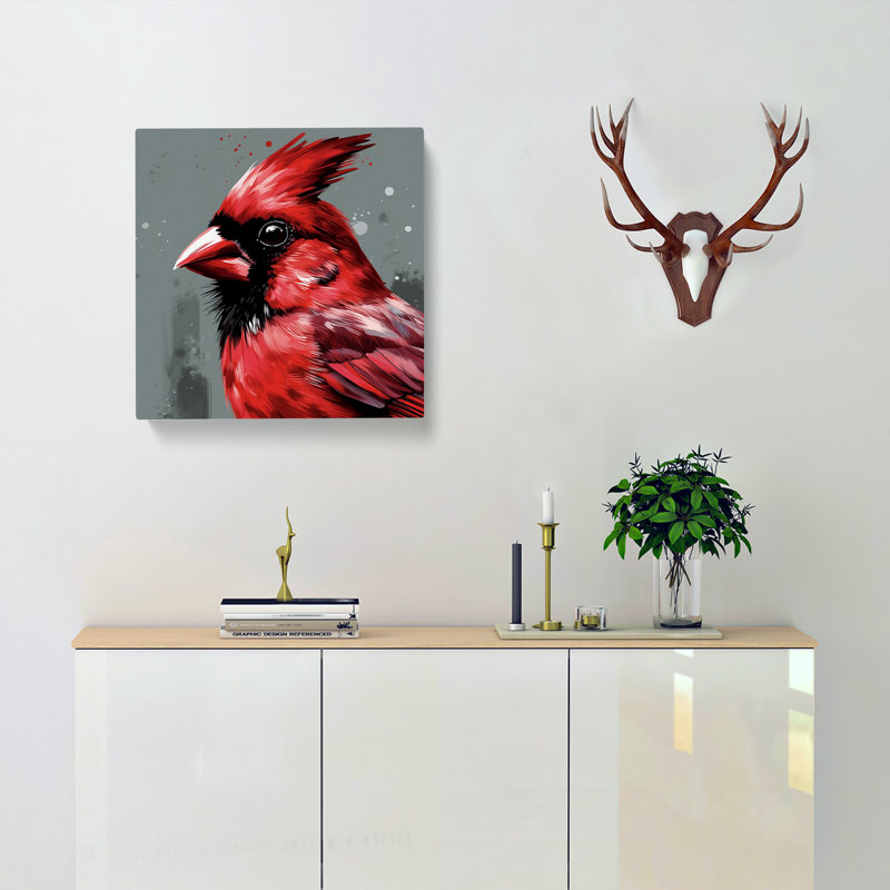 Cardinal Bird Graphic Art - Print, 50cm H x 50cm W x 3cm D