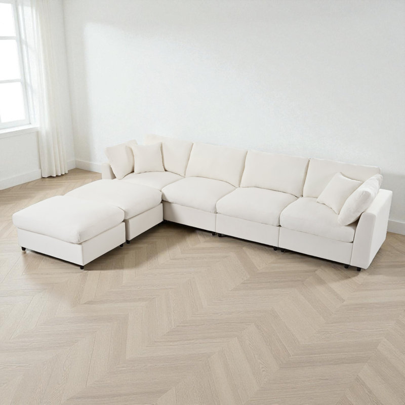 Larralde Upholstered Sectional Modern Large U-Shape Sectional Sofa, 2 Large Chaise with Storage Space for Living Room, 2 Lumbar Support Pillows