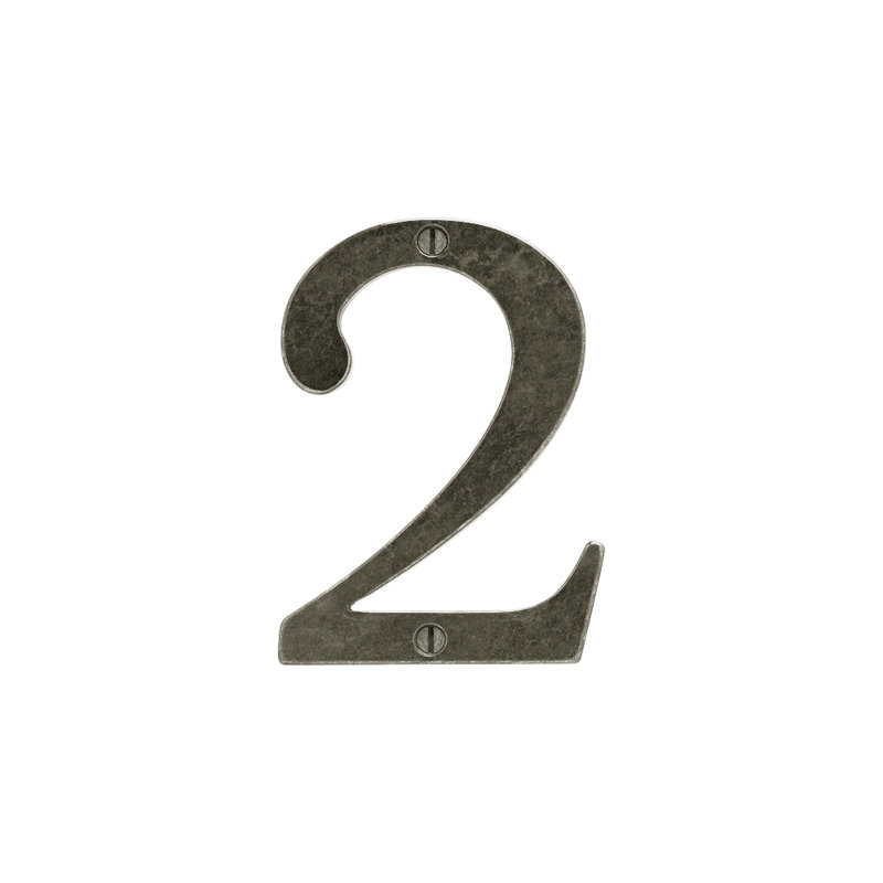4" H Metal Surface Mount House Number, 2, Silicon Bronze Dark
