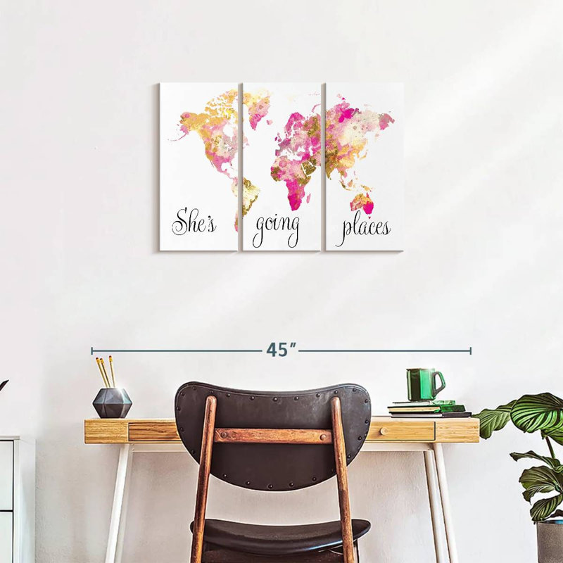 «Travel She's Going Places», reproduction sur toile, H 20 po x l 33 po x P 1,25 po