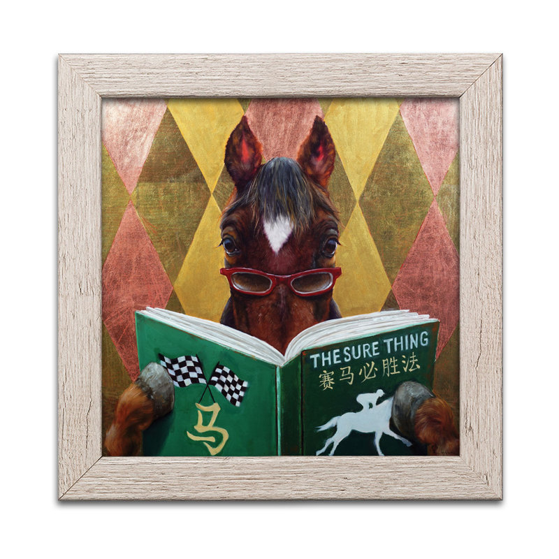 « wise bet », impression, Papier encadré patiné, H 12 po x l 12 po x P 0,75 po