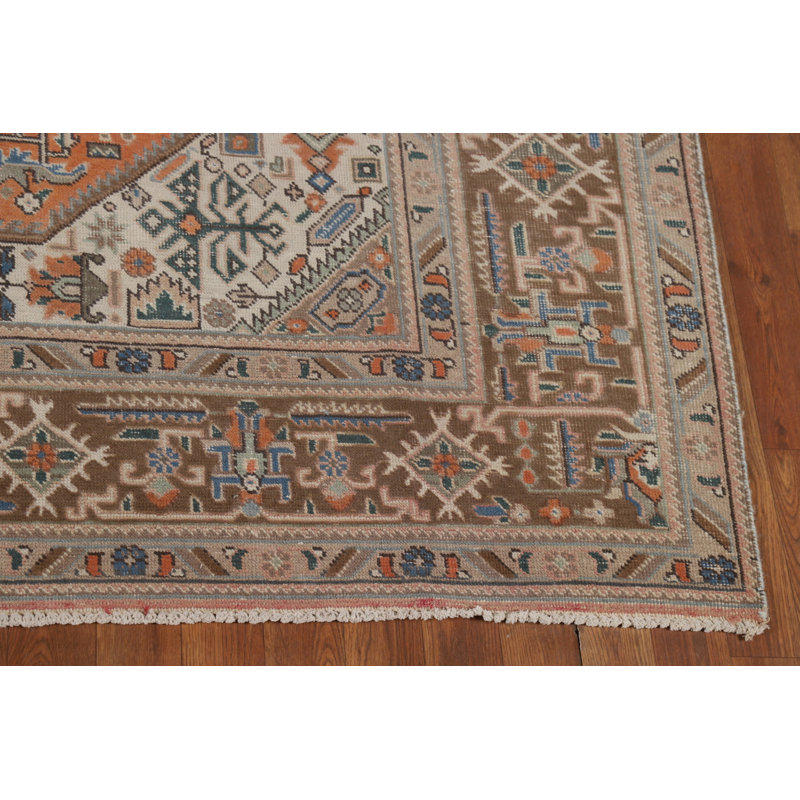 Orange Geometric Traditional  Area Rug 6x9