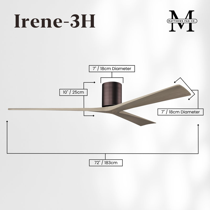 Irene Ceiling Fan, Gray Ash Tone, 72", Brushed Bronze