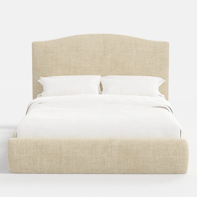 Upholstered Bed, Full, Faux Mohair Garnet