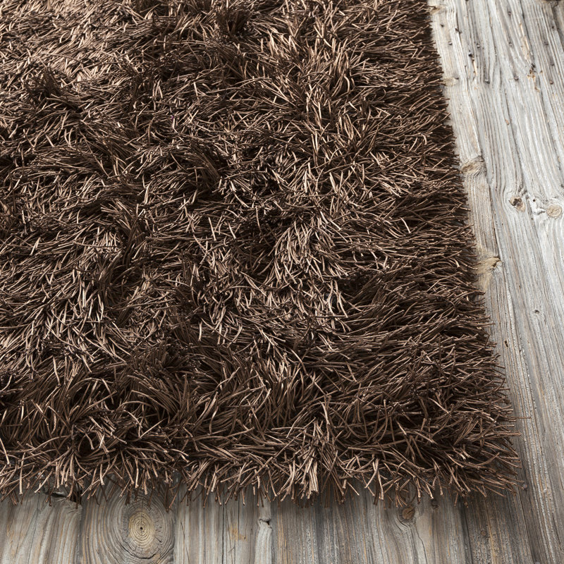 Bensonhurst Handmade Shag Area Rug, Rectangle 2' x 3', Dark Brown