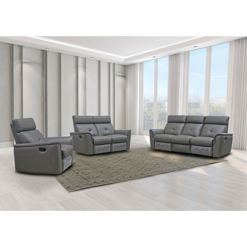 Recliner, Dark Gray Genuine Leather