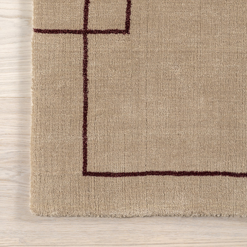Tapis en laine mélangée à bordure Nile, Rectangle 4pi x 6 pi