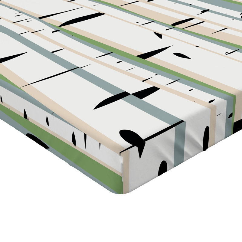 Ambesonne Tree Fitted Sheet 2-Pack Trunks of Birches Pattern Multicolor, Twin Fitted Sheet