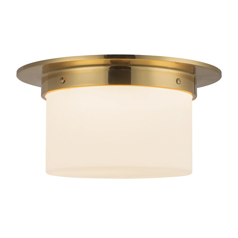 Mineral 11-in Brass Flush Mount, Brass, Opal Glass