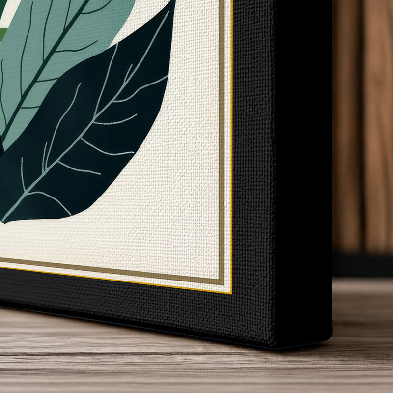 Golden Bloom Botanical - Wrapped Canvas, 36x24 - 91.4 x 61.0 cm, Black Border